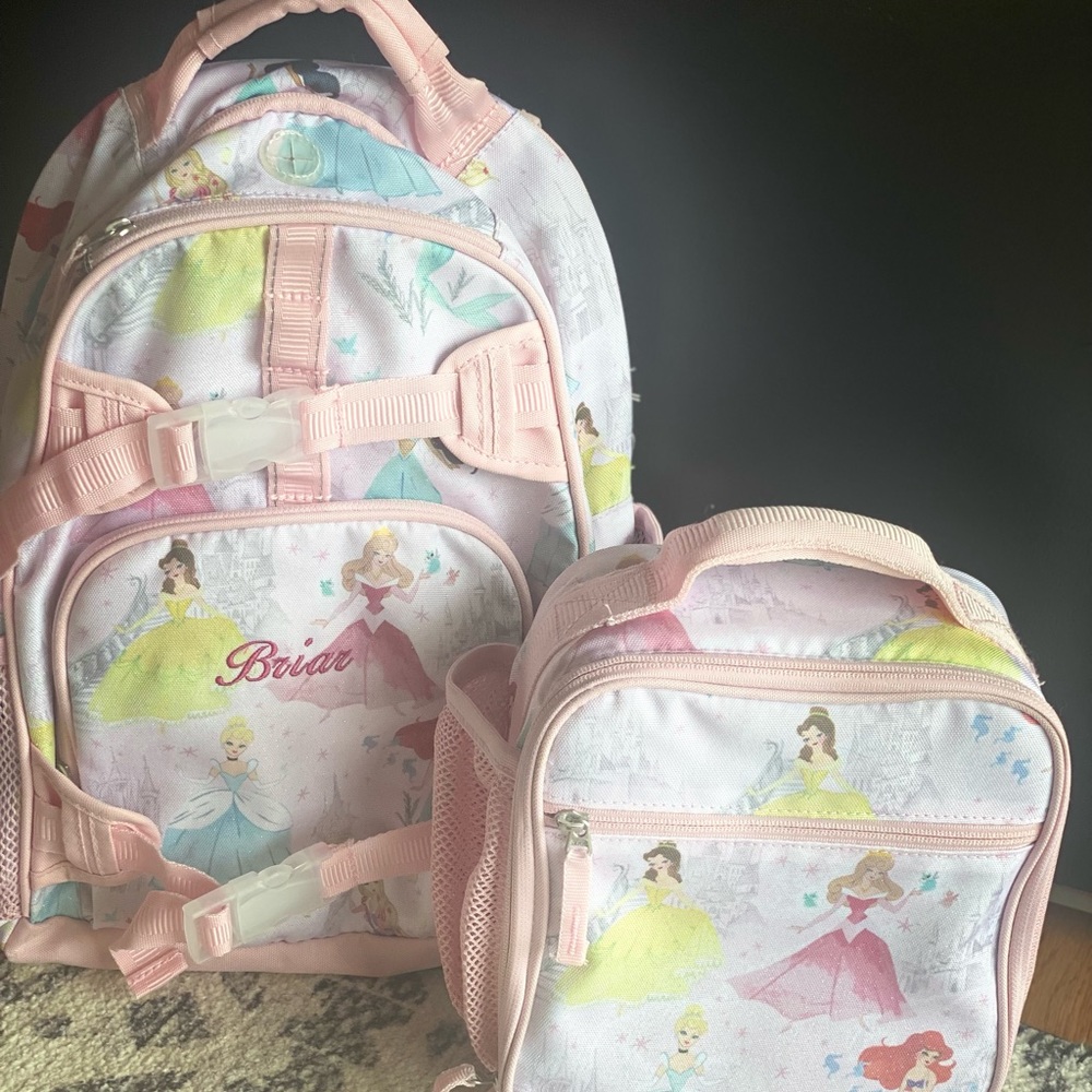 Pottery barn Disney Princess back pack and lunch box